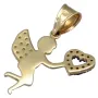 Hochwertiger Engel - Anhänger mit Herz aus Gold aus 14k (585er) Gelbgold und Zirkoniabesatz