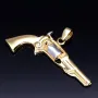 Goldener Colt (Revolver) Anhänger aus 585 / 14K Bicolor Weiß-/ und Gelbgold