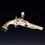 Goldener Colt (Revolver) Anhänger aus 585 / 14K Bicolor Weiß-/ und Gelbgold