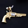 Goldener Colt (Revolver) Anhänger aus 585 / 14K Bicolor Weiß-/ und Gelbgold