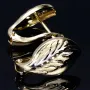 Zauberhafte Bicolor Ohrringe in Form von Blättern 14K / 585er (14K) Gelbgold und Weißgold