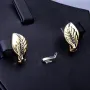 Zauberhafte Bicolor Ohrringe in Form von Blättern 14K / 585er (14K) Gelbgold und Weißgold