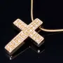Edles Schmuckset bestehend aus einer Halskette und einem Kreuz in hochwertigem 14K / 585 Gelbgold mit Zirkonia verziert