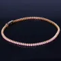Bezauberndes Tennisarmband mit leuchtenden, rosa Zirkoniasteinen aus hochwertigem 585 14K Gold in (ca. 20 cm Länge)