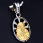 Glänzender Maria und Jesus - Anhänger in hochwertigem Bicolor 18K 750 Weiß- und Gelbgold
