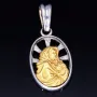 Glänzender Maria und Jesus - Anhänger in hochwertigem Bicolor 18K 750 Weiß- und Gelbgold