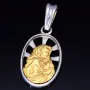 Glänzender Maria und Jesus - Anhänger in hochwertigem Bicolor 18K 750 Weiß- und Gelbgold