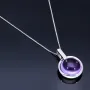 Bezauberndes Weißgold - Set bestehend aus einem in Weißgold 14K / 585 eingefassten Amethyst - Brillant - Anhänger und einer Weißgoldkette 8K / 333er Gold (ca. 45cm)