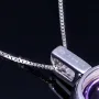 Bezauberndes Weißgold - Set bestehend aus einem in Weißgold 14K / 585 eingefassten Amethyst - Brillant - Anhänger und einer Weißgoldkette 8K / 333er Gold (ca. 45cm)