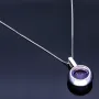 Bezauberndes Weißgold - Set bestehend aus einem in Weißgold 14K / 585 eingefassten Amethyst - Brillant - Anhänger und einer Weißgoldkette 8K / 333er Gold (ca. 45cm)