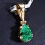 Smaragd - Anhänger - Tannengrüner Smaragdtropfen von hoher Qualität aus Kolumbien von ca. 0,78ct in 18K / 750 Gelbgold gefasst