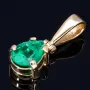 Smaragd - Anhänger - Tannengrüner Smaragdtropfen von hoher Qualität aus Kolumbien von ca. 0,78ct in 18K / 750 Gelbgold gefasst