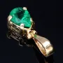 Smaragd - Anhänger - Tannengrüner Smaragdtropfen von hoher Qualität aus Kolumbien von ca. 0,78ct in 18K / 750 Gelbgold gefasst