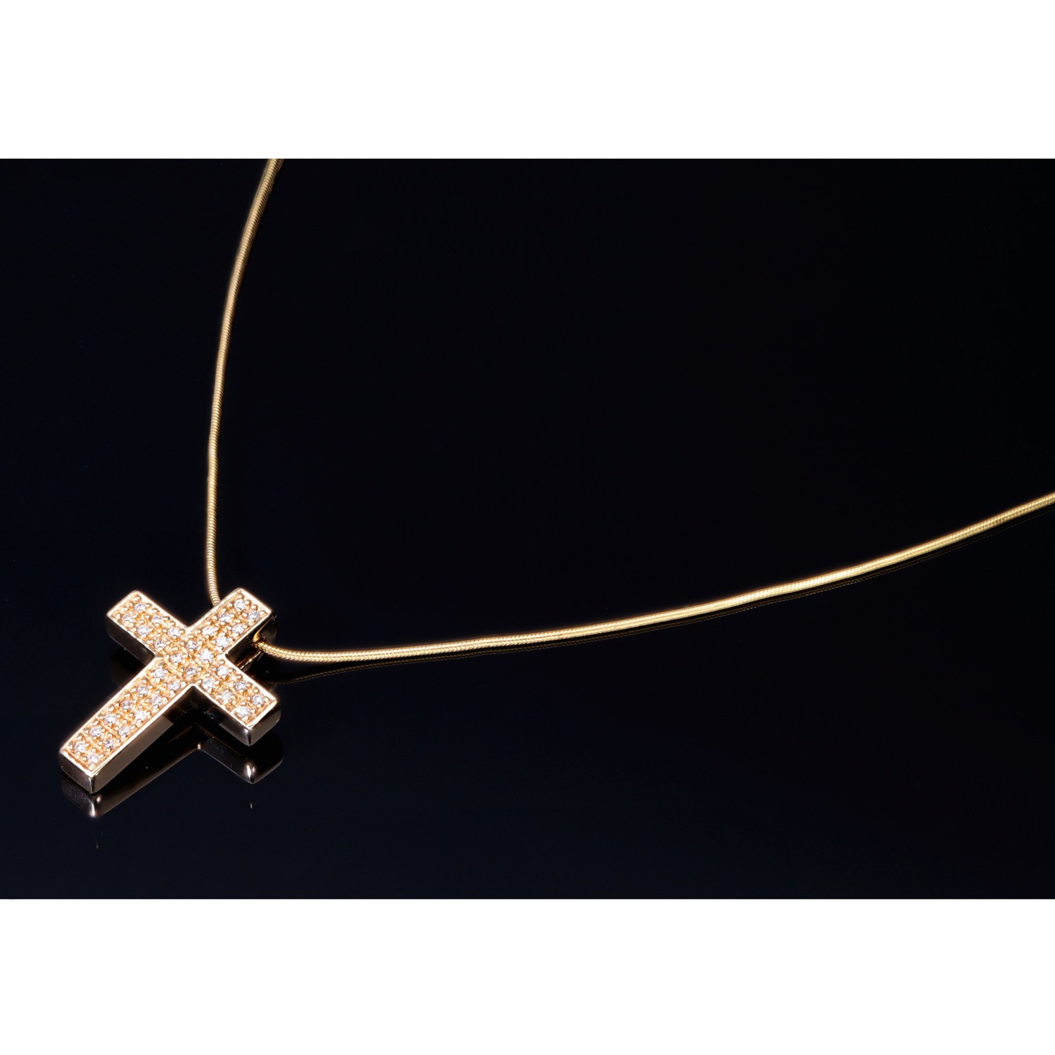 Halskette und Kreuz mit Zirkonia in 14K 585 Gold - sensburg-aurum