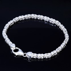 Massives, glänzendes und diamantiertes 925 Sterling - Silber - Königsarmband (ca. 21cm Länge, 4mm)