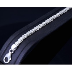 Massives, glänzendes und diamantiertes 925 Sterling - Silber - Königsarmband (ca. 21cm Länge, 4mm)