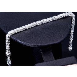 Massives, glänzendes und diamantiertes 925 Sterling - Silber - Königsarmband (ca. 21cm Länge, 4mm)