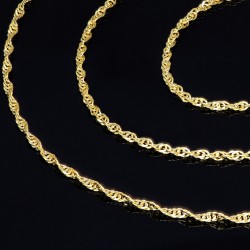 Kurze Singapurkette diamantiert aus hochwertigem 585 / 14k Gold in ca. 45cm, 1,7mm