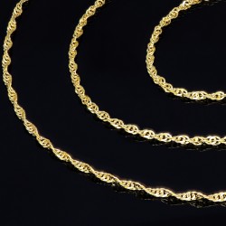 Kurze Singapurkette diamantiert aus hochwertigem 585 / 14k Gold in ca. 45cm, 1,5mm