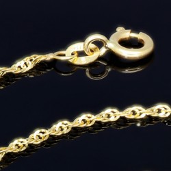 Kurze Singapurkette diamantiert aus hochwertigem 585 / 14k Gold in ca. 45cm, 1,5mm