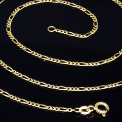 Exquisite Figarokette 2-seitig diamantiert aus hochwertigem 585 / 14k Gold in ca. 60cm, 2mm
