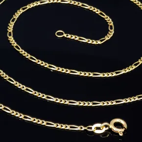 Exquisite Figarokette 2-seitig diamantiert aus hochwertigem 585 / 14k Gold in ca. 60cm, 2mm