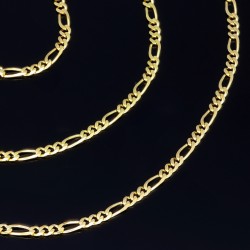 Exquisite Figarokette 2-seitig diamantiert aus hochwertigem 585 / 14k Gold in ca. 60cm, 2mm