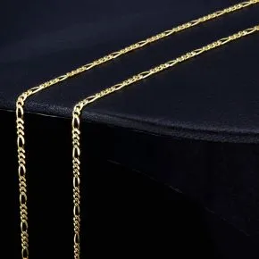 Glänzende Figarokette 2-seitig diamantiert aus hochwertigem 585 / 14k Gold in ca. 55cm, 2mm