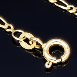 Glänzende Figarokette 2-seitig diamantiert aus hochwertigem 585 / 14k Gold in ca. 55cm, 2mm