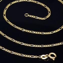 Glänzende Figarokette 2-seitig diamantiert aus hochwertigem 585 / 14k Gold in ca. 55cm, 2mm