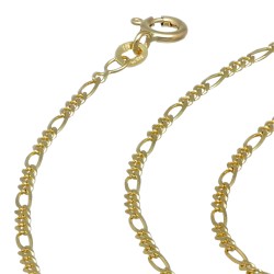 Glänzende Figarokette 2-seitig diamantiert aus hochwertigem 585 / 14k Gold in ca. 55cm, 2mm