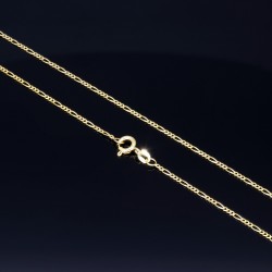 Kurze Figarokette 2-seitig diamantiert aus glänzendem 585 / 14k Gold in ca. 45cm, 1,6mm
