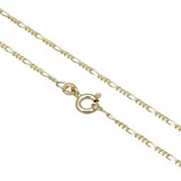 Kurze Figarokette 2-seitig diamantiert aus glänzendem 585 / 14k Gold in ca. 45cm, 1,6mm