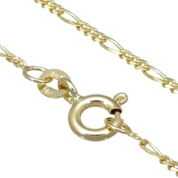 Kurze Figarokette 2-seitig diamantiert aus glänzendem 585 / 14k Gold in ca. 45cm, 1,6mm