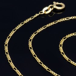 Kurze Figarokette 2-seitig diamantiert aus glänzendem 585 / 14k Gold in ca. 45cm, 1,6mm