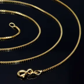 Kurze, hübsche Venezianerkette aus edlem 585 / 14k Gold in ca. 45cm, 1mm