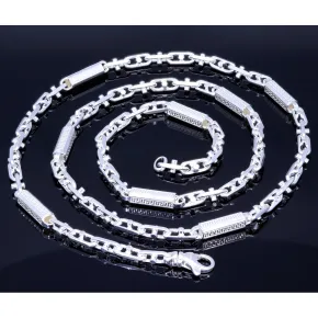 Italienische Greco - 925er Sterling - Silber - Stäbchen - Ankerkette, ca. 70cm, 5mm, (ca. 48g)