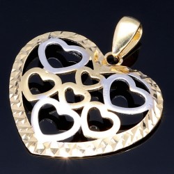 Glänzender Bicolor - Herz -Anhänger aus hochwertigem 585 / 14K Gold