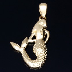 Mystischer Meerjungfrau - Anhänger aus hochwertigem 585 / 14K Gold