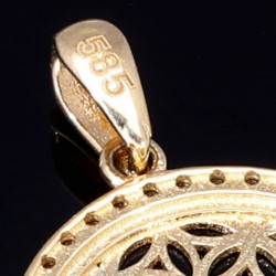Feiner, runder Zirkonia - Anhänger in edlem 585 / 14 Karat Gold