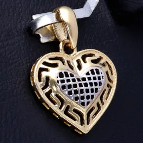 Bicolor - Herz -Anhänger mit filigranem Muster aus edlem 585 / 14K Gold