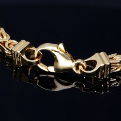 Massives Königsarmband aus Gold (585 / 14k Gold) , ca. 4 mm Breite, ca. 21cm lang  -  mit FBM Stempel