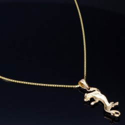 Schmuckset aus 585 / 14K Gold - Panther -Anhänger aus Gelbgold in 14K und passende Venezianerkette - Halskette (60cm)  in hochwertigem 14K / 585 Gold