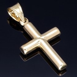 Glänzend polierter Kreuz Anhänger aus hochwertigem 14K 585 Gold
