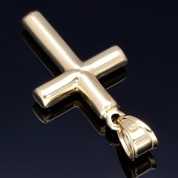 Glänzend polierter Kreuz Anhänger aus hochwertigem 14K 585 Gold
