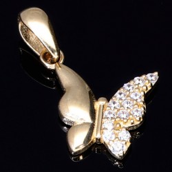 Schmetterling - Anhänger mit Zirkonia aus glänzendem 585 / 14K Gelbgold