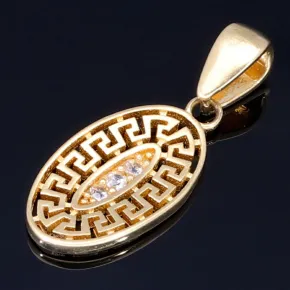 Stilvoller Anhänger im Greco Design mit Zirkoniasteinen in 585 / 14 Karat Gold