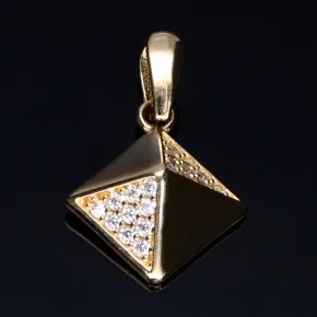 Pyramidenförmiger Anhänger mit Zirkonia besetzt aus edlem 585 / 14K Gold
