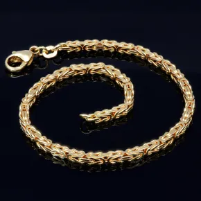 Massives Königsarmband aus Gold (585er 14k Gold), ca. 2,5mm Breite, ca. 19cm lang, ca. 8,4g - Made in Germany