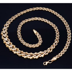 Collier für Damen in modernem Design in hochwertigem 585 (14k) Bicolor Gelb- und Weißgold in ca. 50cm Länge